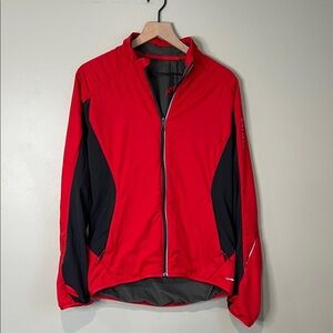 Salomon Running Cycling Jacket Clima Wind Lightweight Thumb Holes Size Med Red